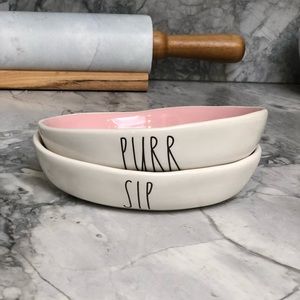 RAE DUNN PURR & SIP CAT BOWLS
